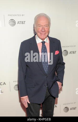 NEW YORK, NY - APRIL 26: Actor Christopher Plummer attends the 'The Exception' Premiere - 2017 Tribeca Film Festival at the BMCC Tribeca PAC on April 26, 2017 in NYC. Stock Photo