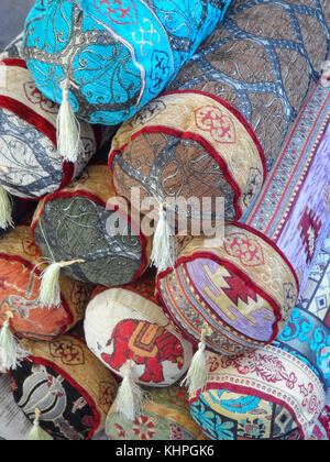 A pile of Turkish pillows on sale in the Grand Bazaar, Marmaris, Mugla province, Turkey Stock Photo