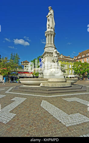 Walther Von Der Vogelweide Scalpture, Balzano Bozen, South Tyrol, Trentino, Italy Stock Photo