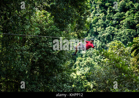 Zipe line canopy in Arenal Costa Rica Central America. Stock Photo