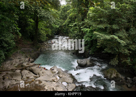 View from the bridge at Rio de La Fortuna, Costa Rica. Rainforest, La Fortuna river, Alajuela province, Costa Rica, Central America Stock Photo