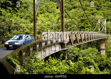 San Isidro de Peñas Blancas suspension bridge over crosses the Penas Blancas River in central Costa Rica. Bridge between La Fortuna and San Ramon in d Stock Photo