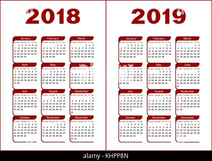 Calendar 2018, 2019 Stock Vector