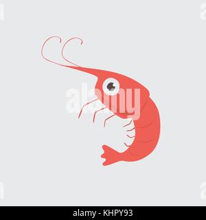 Funny cartoon shrimp on white background Stock Vector