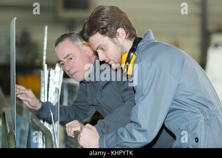 metalwork apprentice in metallurgy training class Stock Photo