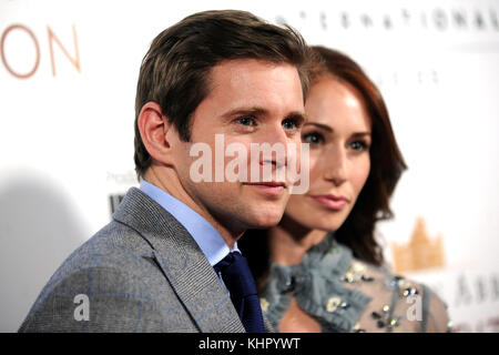 Allen Leech and Jessica Blair Herman attend the 'Donwton Abbey: The Exhibition' opening at 218 West 57th Street on November 17, 2017 in New York City. Stock Photo