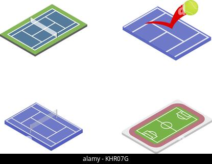Sport arena icon set, isometric style Stock Vector