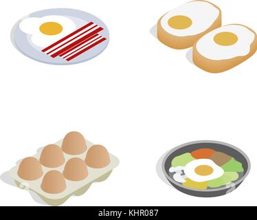 Egg food icon set, isometric style Stock Vector