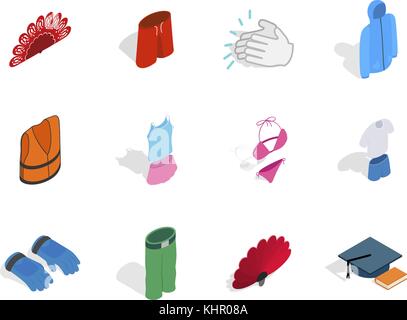 Clothes icon set, isometric style Stock Vector