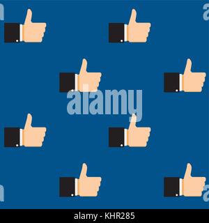 Seamless pattern like hand. Social media confirmation and positive. Vector illustration Stock Vector