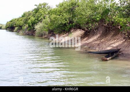 Canoes on the River Luapula Stock Photo