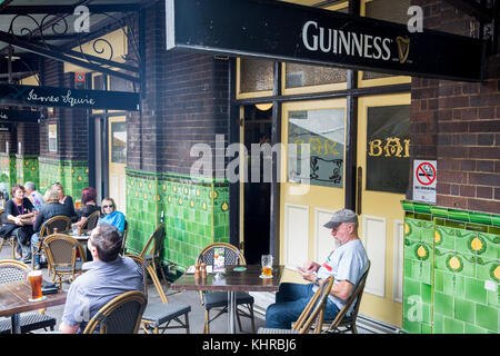 Guinness and James Squire beer signs at the Mercantile hotel pub in george street,Sydney,Australia Stock Photo