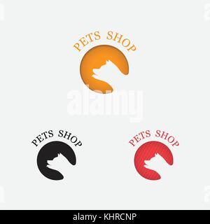 Pets shop icon design.Dog logo abstract design vector template with circle shape.Home pets veterinary clinic store.Animals and Wildlife logotype conce Stock Vector