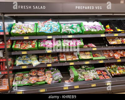 Ennis, Ireland - Nov 17th, 2017:  Aldi Store in Ennis County Clare, Ireland. Selection of various Fresh and prepared salad Stock Photo