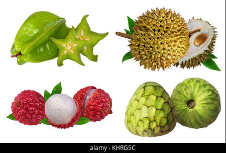 collection of fresh fruits isolated on white background Stock Photo