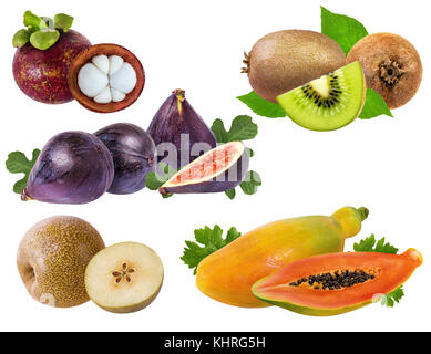collection of fresh fruits isolated on white background Stock Photo