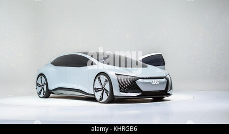 FRANKFURT, GERMANY - SEP 17, 2017: Audi Aicon self atonomous concept car. Luxury electric sedan at IAA Frankfurt Motor Show Stock Photo