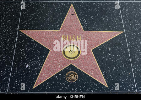 HOLLYWOOD, CA - DECEMBER 06: Rush star on the Hollywood Walk of Fame in Hollywood, California on Dec. 6, 2016. Stock Photo