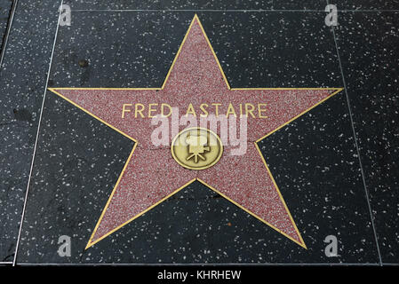 HOLLYWOOD, CA - DECEMBER 06: Fred Astaire star on the Hollywood Walk of Fame in Hollywood, California on Dec. 6, 2016. Stock Photo