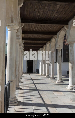 Arcade, Hallway and Columns in Coimbra's Palace: Architecture in Portugal. Stock Photo