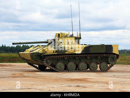 Airborne combat vehicle on the military training camp Stock Photo