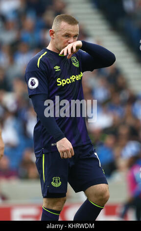 Everton's Wayne Rooney during the Premier League match between Brighton and Hove Albion and Everton at the American Express Community Stadium in Brighton and Hove. 15 Oct 2017 *** EDITORIAL USE ONLY *** No merchandising. For Football images FA and Premier League restrictions apply inc. no internet/mobile usage without FAPL license - for details contact Football Dataco Stock Photo