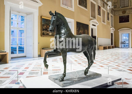 Naples. Italy. The Mazzocchi Horse from Herculaneum. Museo Archeologico Nazionale di Napoli. Naples National Archaeological Museum.  The horse was rec Stock Photo