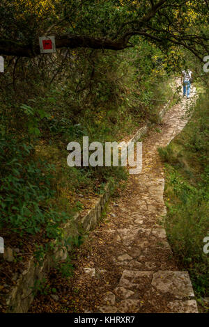 Menalon Trail, a network of footpaths in Arcadia, central Peloponnese, the first certified hiking trail in Greece. Stock Photo