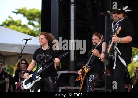 PEMBROKE PINES, FLORIDA - NOVEMBER 04: Dokken of the band Dokken at the Rockfest 80's concert day 1 on November 4, 2017 at CB Smith Park in Penbroke Pines, Florida.  People:  Dokken Stock Photo