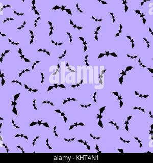 Cartoon Halloween Bat Silhouettes Seamless Pattern Stock Vector Image ...