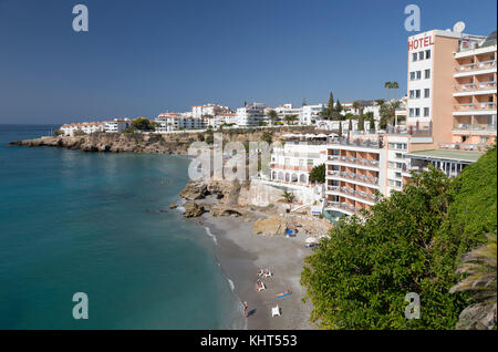 Playa la Caletilla and Playa El Salón, Nerja, Spain Stock Photo