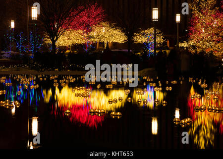 Christmas lights, Temple Square, Salt Lake City, Utah Stock Photo