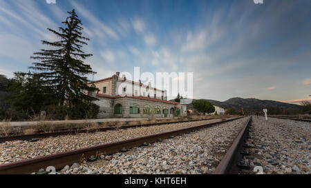 old abandoned train station Stock Photo