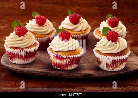 Raspbery explosion cupcakes Stock Photo