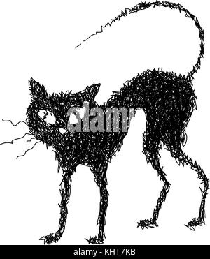 Black cat, drawn by hand. Vector eps 10 Stock Vector