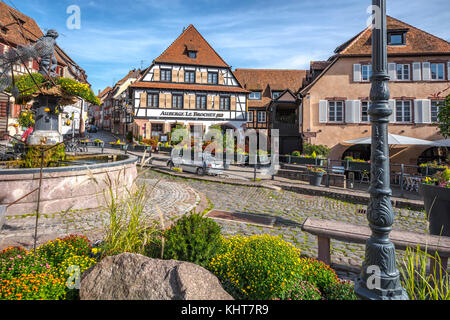 fountain in the centre of the village Barr, on the Wine Route of Alsace,  France Stock Photo