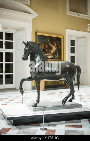 Naples. Italy. The Mazzocchi Horse from Herculaneum. Museo Archeologico Nazionale di Napoli. Naples National Archaeological Museum.  The horse was rec Stock Photo