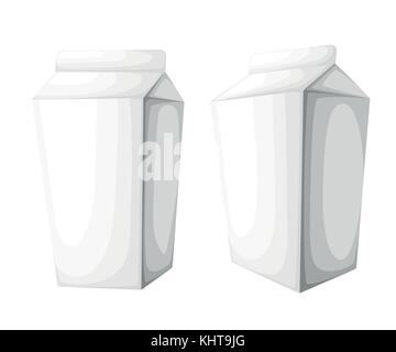 Juice and milk blank white carton boxes 3d. Isolated object. Vector illustration. Mock-up packages on white background Web site page and mobile app de Stock Vector