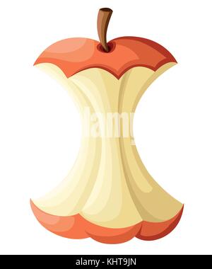 Bitten apple, whole, half and slice isolated on white background Web site page and mobile app design Stock Vector