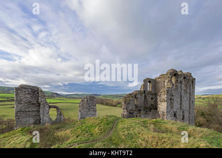 Clun Castle in autumn light, Shropshire, England, UK Stock Photo