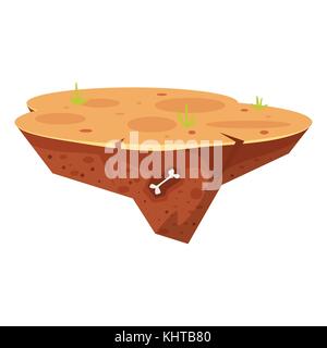 Vector cartoon illustration of game desert island, isolated on white background. Game user interface (GUI) element for video games, computer or web de Stock Vector