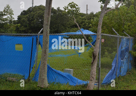 DAVIE,  FL - SEPTEMBER 09: (EXCLUSIVE COVERAGE)  Effects of Extreme Category 5 Hurricane Irma start to hit Florida, Which Is The largest Storm In US History. Mandatory Curfews are being issued across South Florida as the region clears roads ahead of Hurricane Irma: 7 p.m. in Key Biscayne, 8 p.m. in North Miami Beach, 4 p.m. in Broward County, 7 p.m. in the city of Miami and 8 p.m. in Miami Beach. Key Biscayne issued a curfew starting 7 p.m. through 7 a.m. The first death in Florida was a Davie man who fell off his ladder putting up shutters on September 9, 2017 in Fort Lauderdale, Florida   Pe Stock Photo