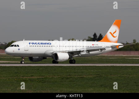 Stuttgart, Germany – Spring, 2017: An Airbus plane at Stuttgart airport Stock Photo