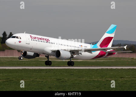 Stuttgart, Germany – Spring, 2017: An Airbus plane at Stuttgart airport Stock Photo