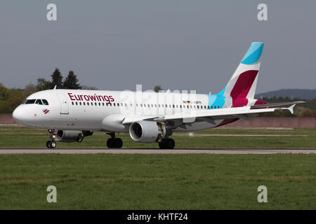 Stuttgart, Germany – Spring, 2017: An Airbus plane at Stuttgart airport Stock Photo