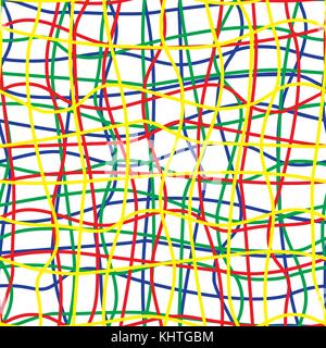 Intricate colored wires seamless pattern. Vector illustration. Stock Vector
