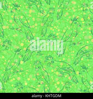 Parrots Contours, Seamless Stock Vector