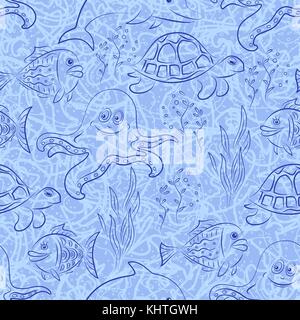 Sea Creatures Seamless Stock Vector