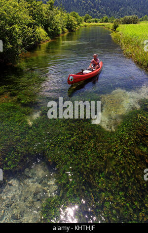 Canoe on the Dretulja River, Croatia Stock Photo