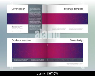 Rectangle brochure template layout, cover, annual report, magazine in A4 size with dna molecule structure. Geometric abstract background. Vector illustration Stock Vector
